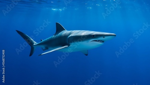 Wallpaper Mural "Close-Up of a Majestic Shark Gliding Through the Ocean Depths" Torontodigital.ca