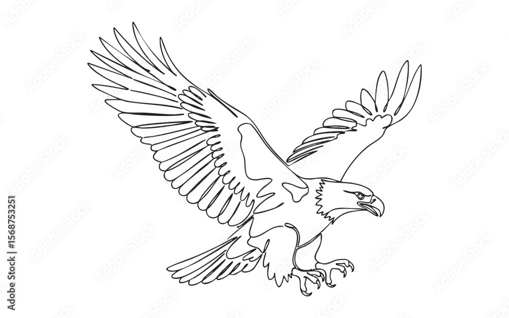Obraz premium Eagle Flying one continuous line drawing vector illustration 
