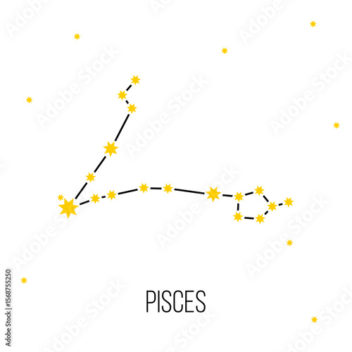 pisces zodiac constellation sign, astrology vector symbol on white background