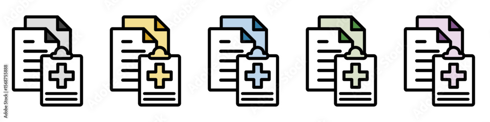 Fototapeta premium イラストアイコンセット：医療ファイル