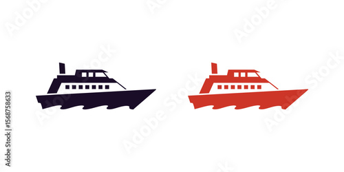 vector icon of a ship or boat, representing sea travel, cargo, or maritime transport."