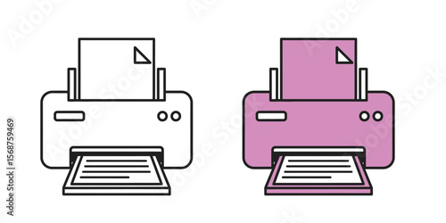 vector icon of a printer, representing print document, hard copy, or output."