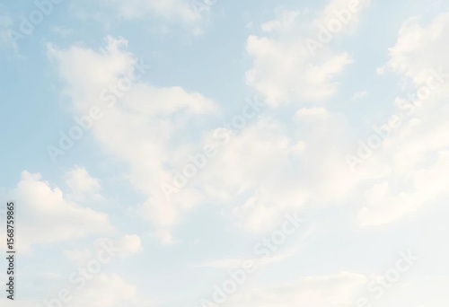 Fototapeta Naklejka Na Ścianę i Meble -  Soft, ethereal light blue sky collage with subtle cloud textures,  calm,  texture