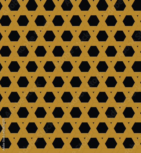 Elegant Golden Seamless Pattern on Black Background, Luxury Vector Wallpaper, Ornamental Tile Fabric Design
