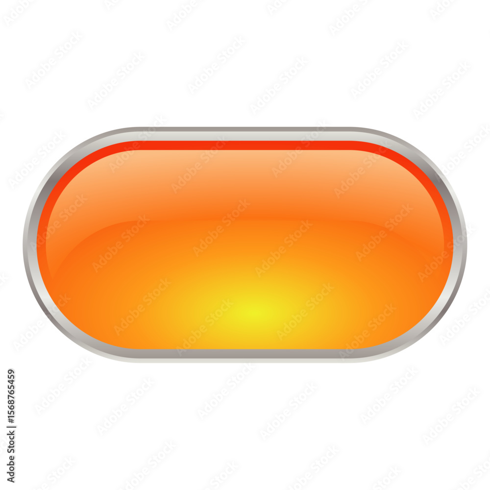 3D yellow rounded rectangle short button png UI asset vector template