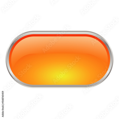3D yellow rounded rectangle short button png UI asset vector template
