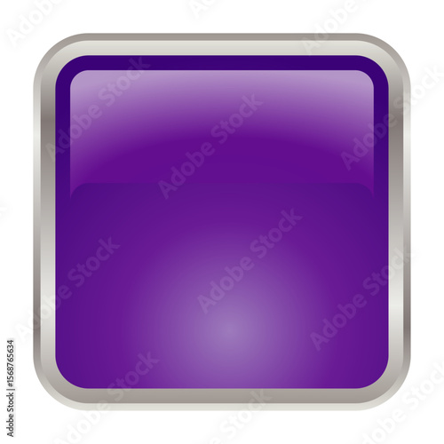 purple square 3D button template vector png UI asset image
