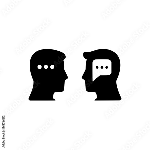 Icon of two human faces facing each other, representing communication or dialogue