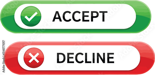 Accept and decline buttons shown in green and red on a white background