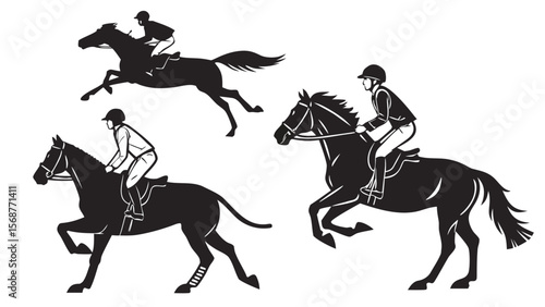 Horse Rider Silhouettes Clip Art — Galloping Horses, Jumping, Cowboy, Equestrian, Rodeo & Farm Riders for Western SVG Designs

