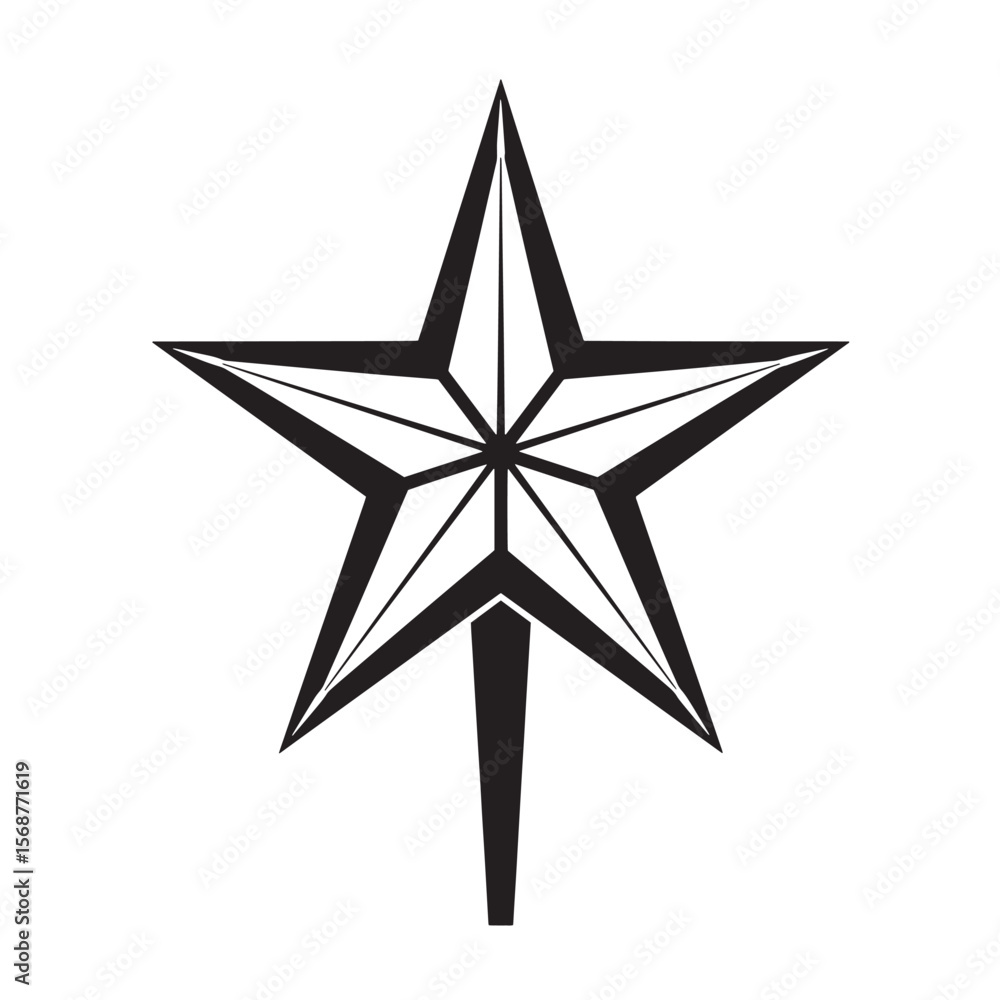 Fototapeta premium Black and white nautical star vector illustration in vintage art style