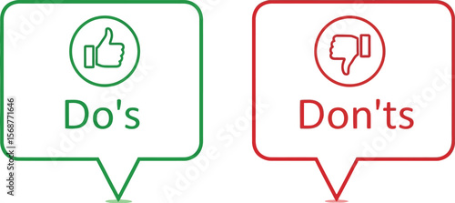 Illustration of do's and don'ts with thumbs up and thumbs down icons