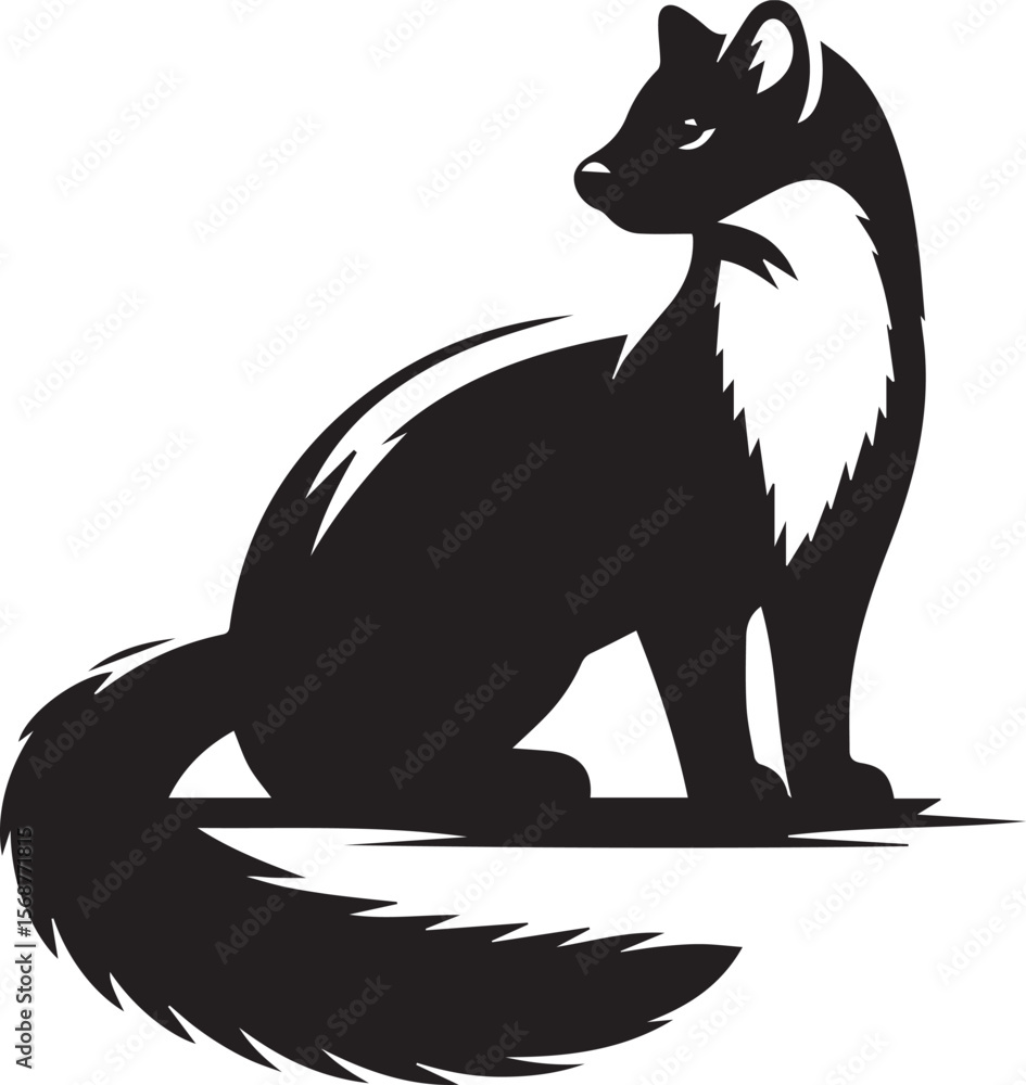 Obraz premium marten vector illustration, marten silhouette vector white background
