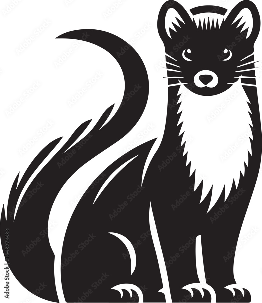 Obraz premium marten vector illustration, marten silhouette vector white background