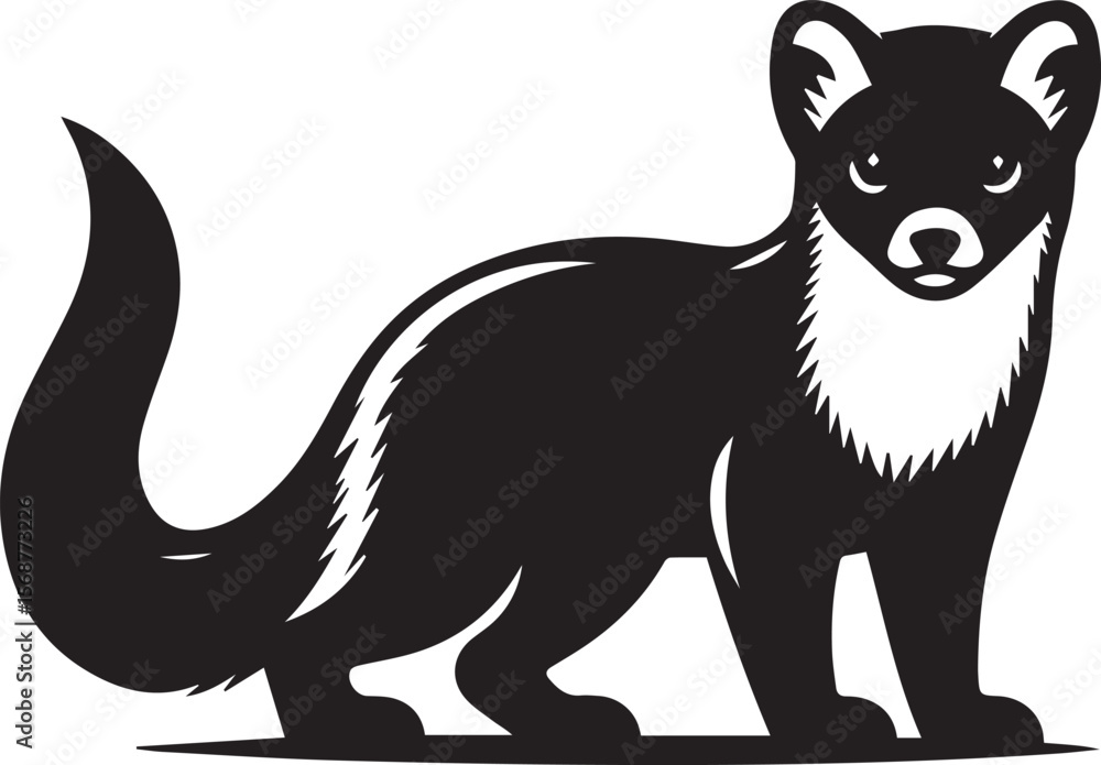 Obraz premium marten vector illustration, marten silhouette vector white background