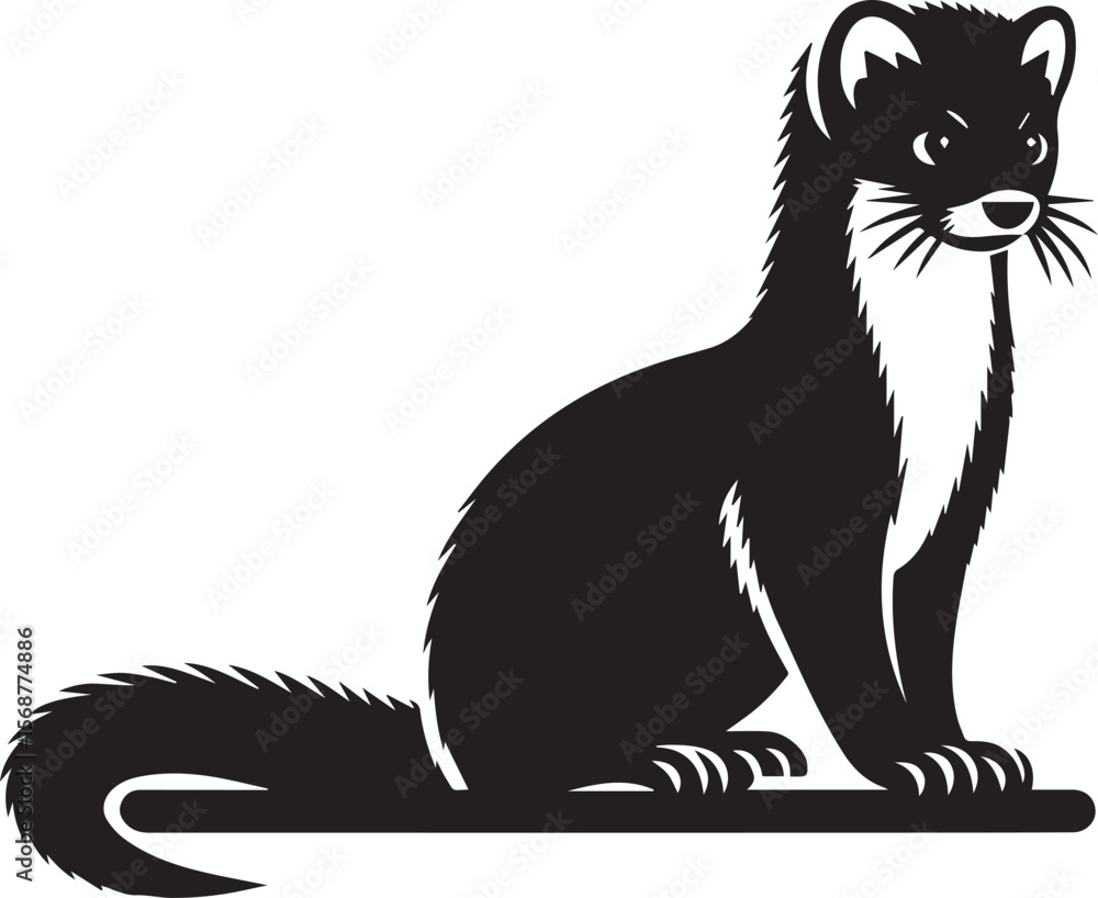 Obraz premium marten vector illustration, marten silhouette vector white background