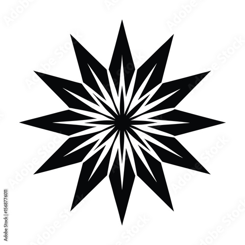 Black Starburst Mandala Graphic Design Element