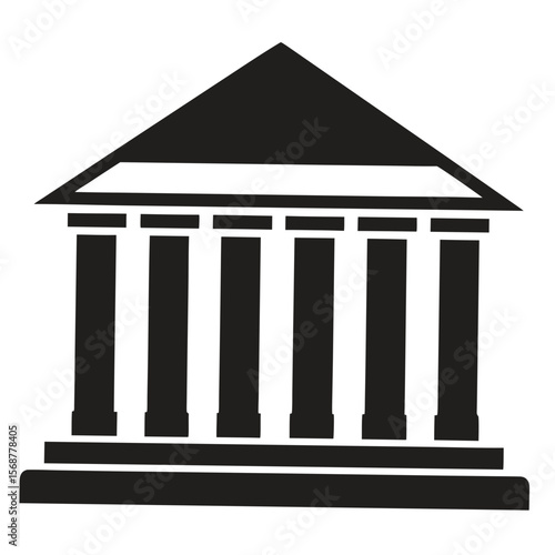 Minimalist Silhouette of Traditional Bank Architecture Vector for Business and Finance Use