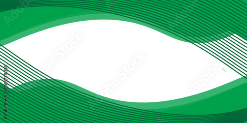 Modern green abstract background with smooth wave shapes and white central space