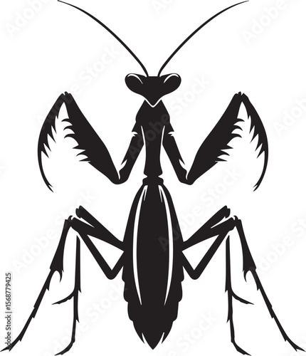 praying mantis vector illustration, praying mantis silhouette vector on a white