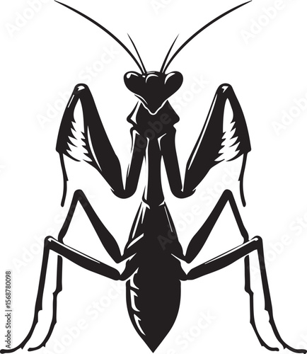 praying mantis vector illustration, praying mantis silhouette vector on a white