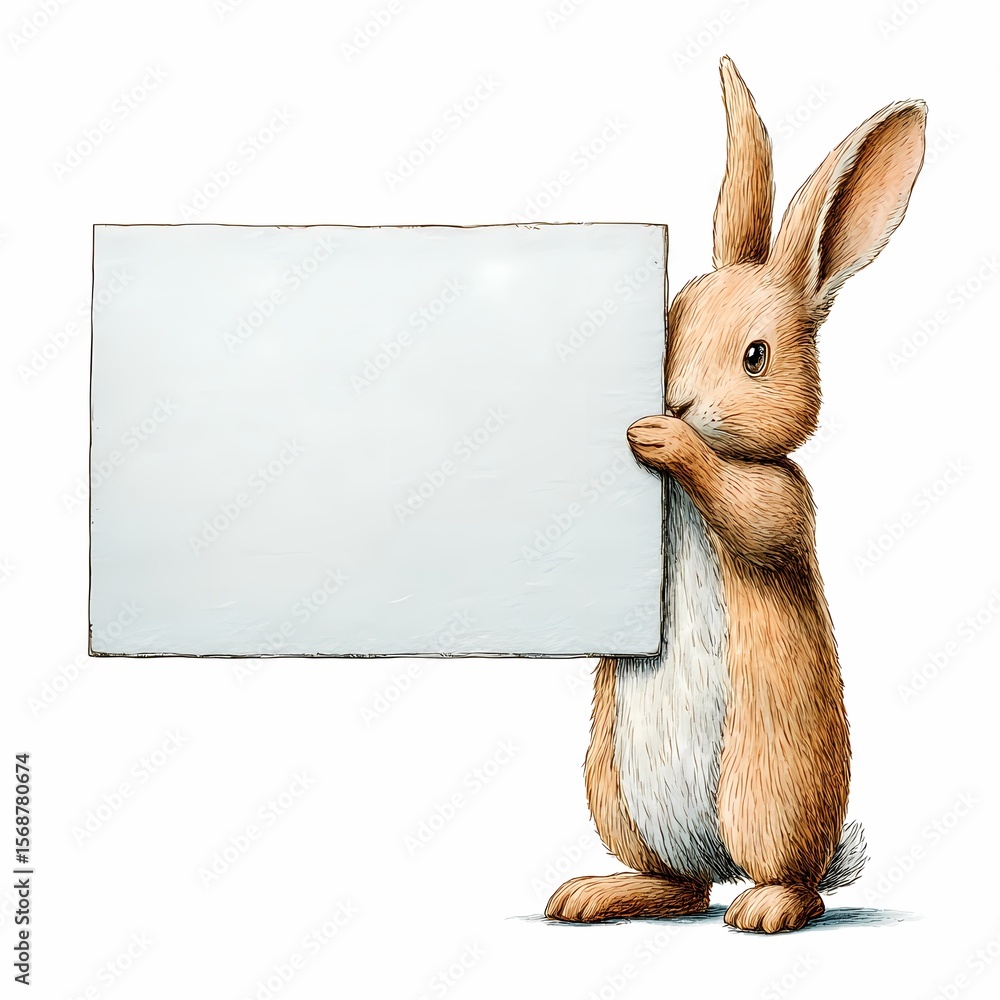 Obraz premium rabbit with blank sign