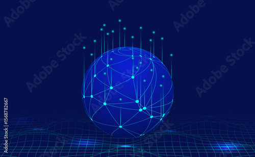 Futuristic digital globe network connection technology background