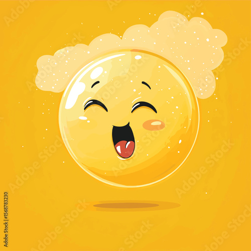 Whistling emoticon, vector style simple color