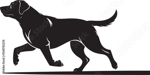 Black Labrador Retriever Silhouette Vector Graphic Running Dog Canine Animal Illustration Monochrome Side Profile