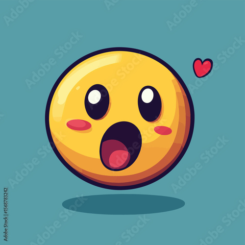 Whistling emoticon, vector style simple color