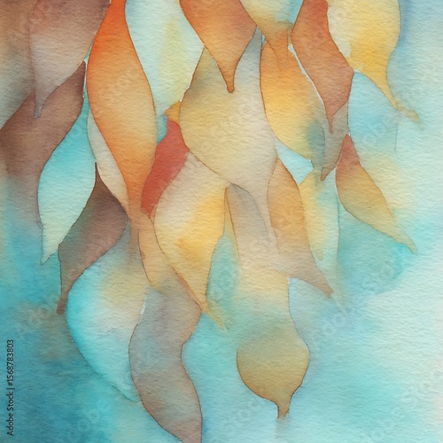 Abstract watercolor painting of foliage.