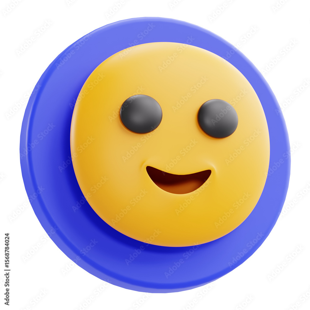 Fototapeta premium 3D Render Happy Face Emoji or Smiley Icon