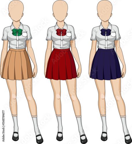 Girl Character High School Student In School Uniform Vector