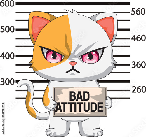 Cat With Bad Attitude Board Mugshot Vector