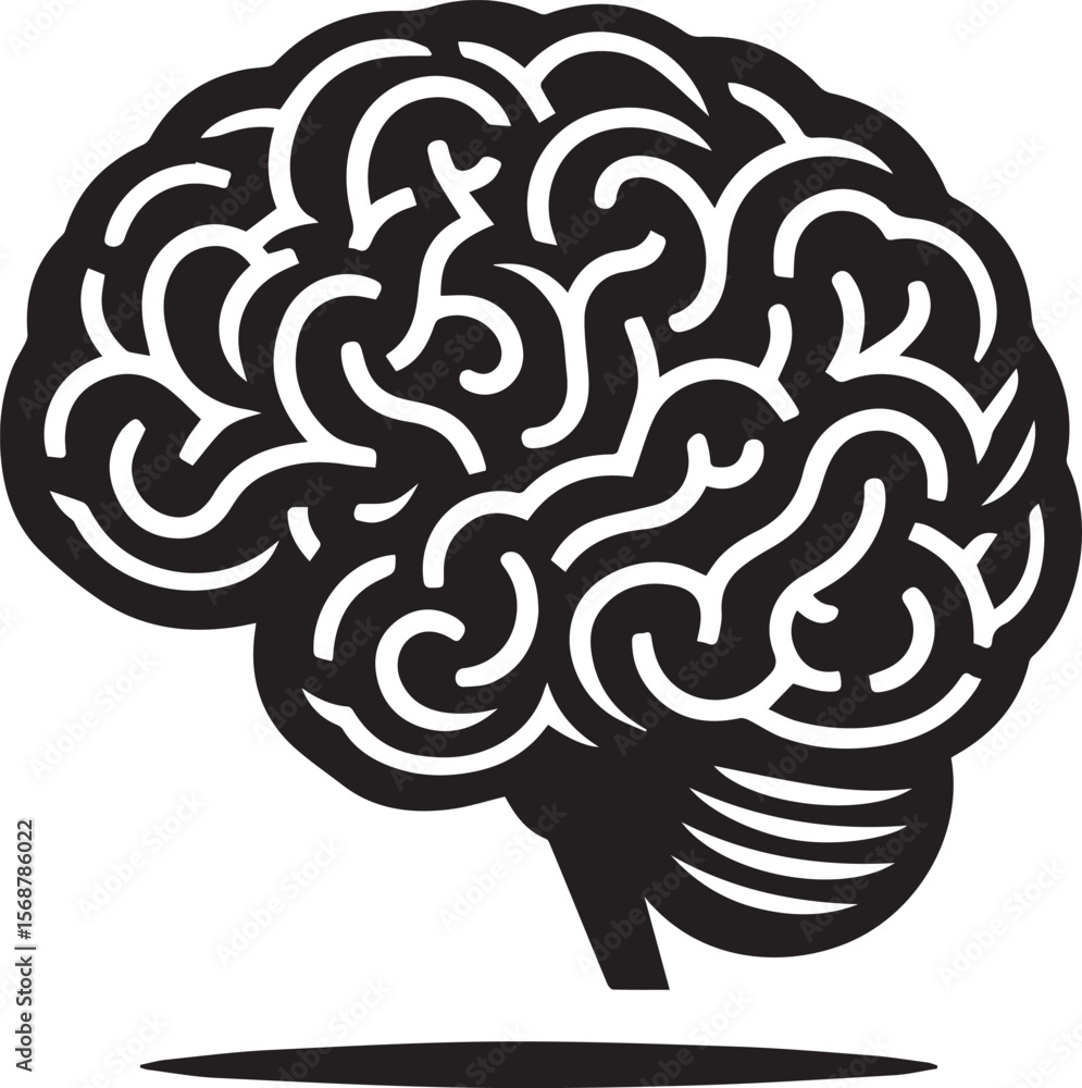 Fototapeta premium brain silhouette logo vector illustration, brain icon, vector