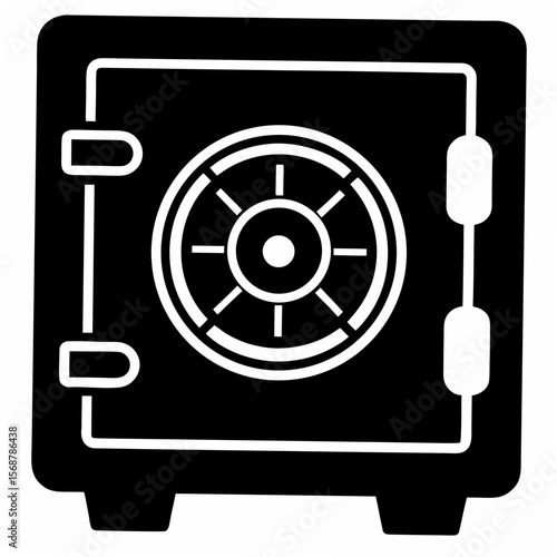 Minimalist Vector Silhouette of Financial Safe Box for Banking Protection and Security Concepts

