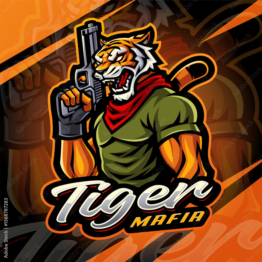 Obraz premium Tiger mafie esport mascot logo design