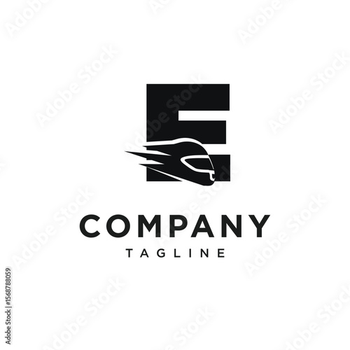 Letter E Racing Helm Logo Icon Vector