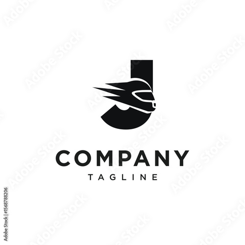 Letter J Racing Helm Logo Icon Vector