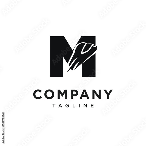 Letter M Racing Helm Logo Icon Vector