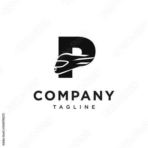 Letter P Racing Helm Logo Icon Vector
