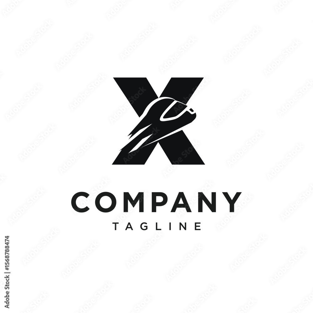 Obraz premium Letter X Racing Helm Logo Icon Vector