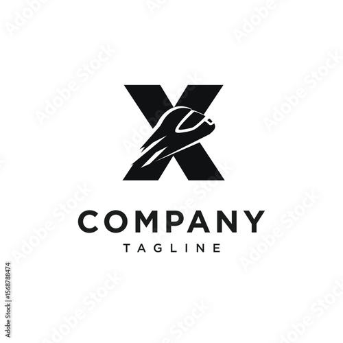 Letter X Racing Helm Logo Icon Vector