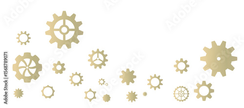 ゴールドの歯車のフレームイラスト　デザイン素材　スチームパンク