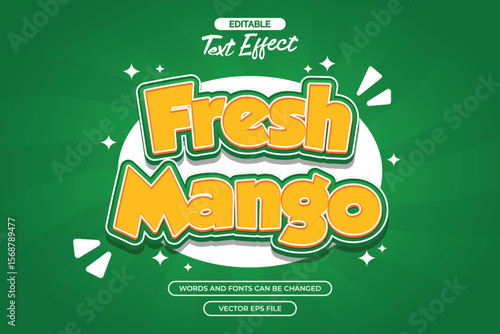 Fresh mango editable text effect with cartoon text style