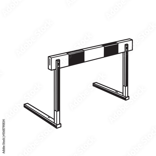 Black and white illustration of a single hurdles racing obstacle for track and field events