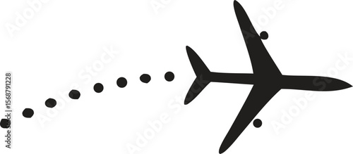 Journey in Silhouette: A sleek silhouette of an airplane takes flight, leaving a dotted trail in its wake, symbolizing the freedom of travel and the open road.