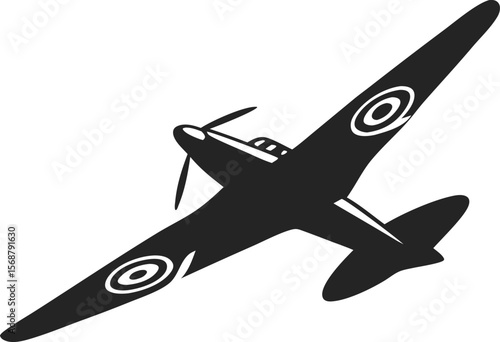 Silhouette of a Historical Aircraft: The black silhouette of a vintage aircraft soars through the sky, the embodiment of classic aviation.