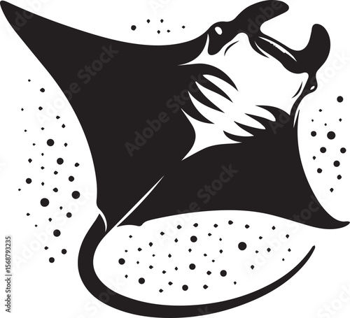 black tribal manta logo, tribal manta silhouette logo vector illustration