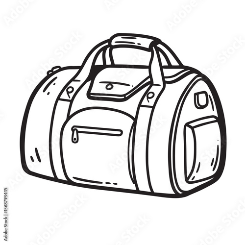 Hand drawn illustration of a duffel bag a versatile travel bag in vintage art style ideal for adventures and fitness